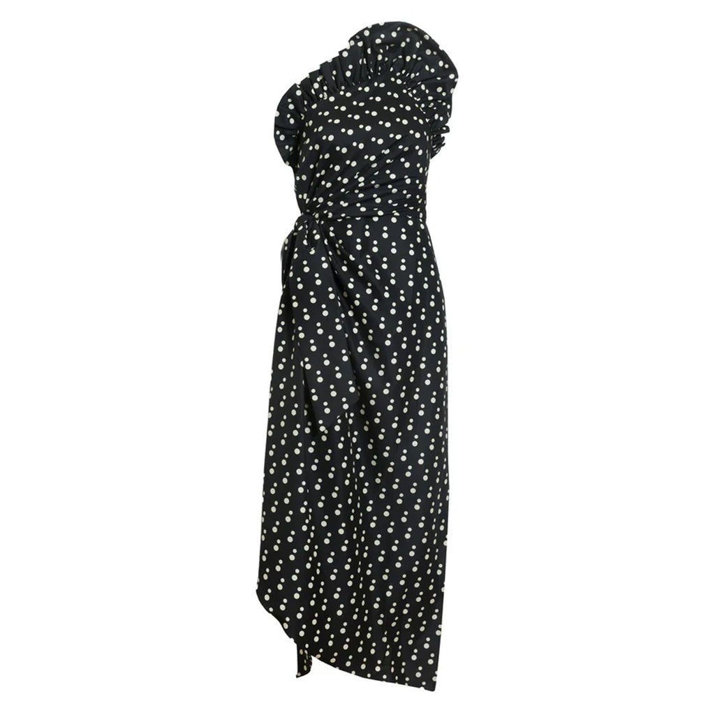 Charlotte Polka Dot Dress in Noir & Ivory Multi