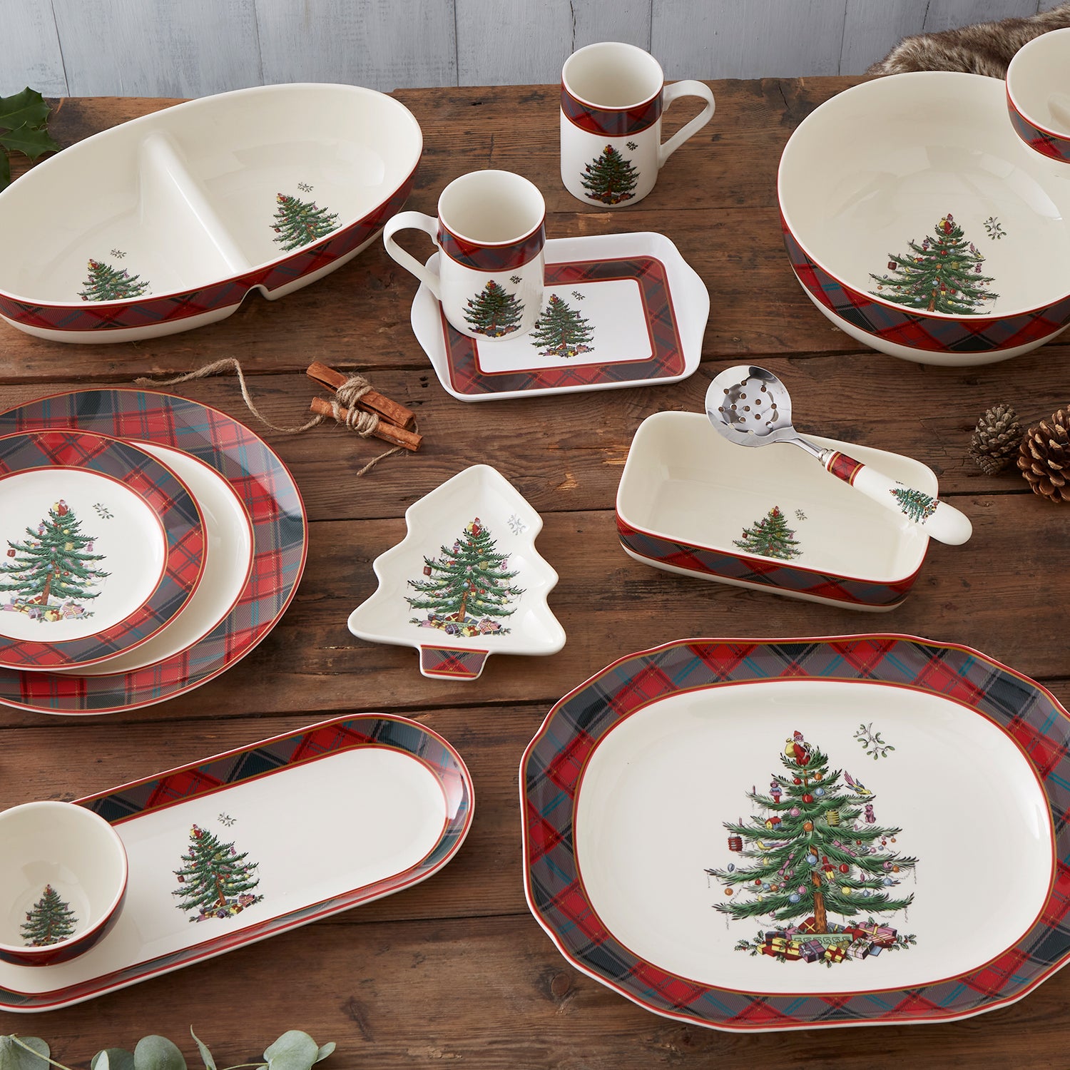 Christmas Tree Tartan 14" Rectangular Platter