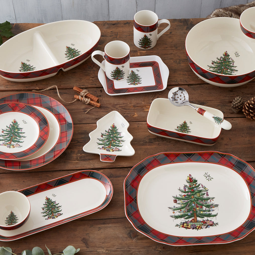 Christmas Tree Tartan Tiered Chip & Dip