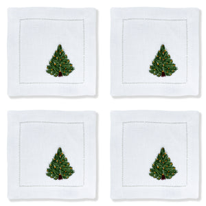Christmas Tree Cocktail Napkins (4) Tartan 1 Chefanie 