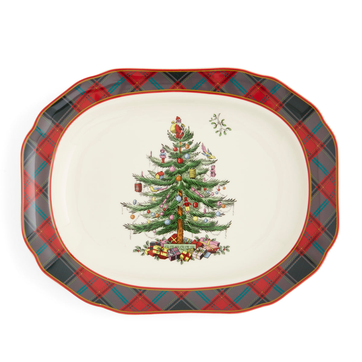Christmas Tree Tartan 14" Rectangular Platter