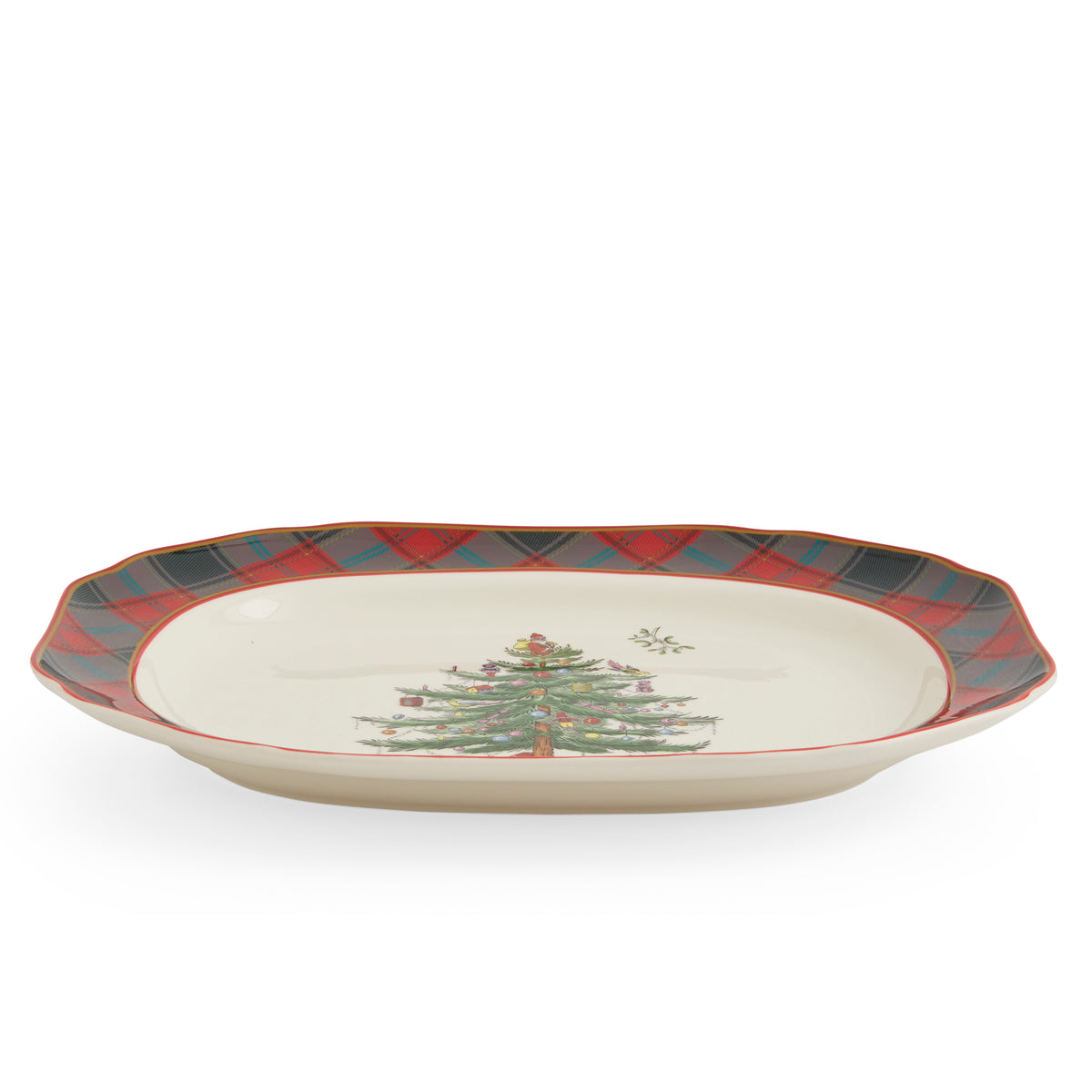 Christmas Tree Tartan 14" Rectangular Platter