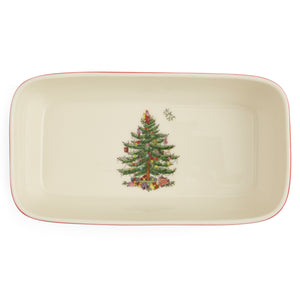 Christmas Tree Tartan 2-Piece Rectangular Server & Slotted Spoon Set