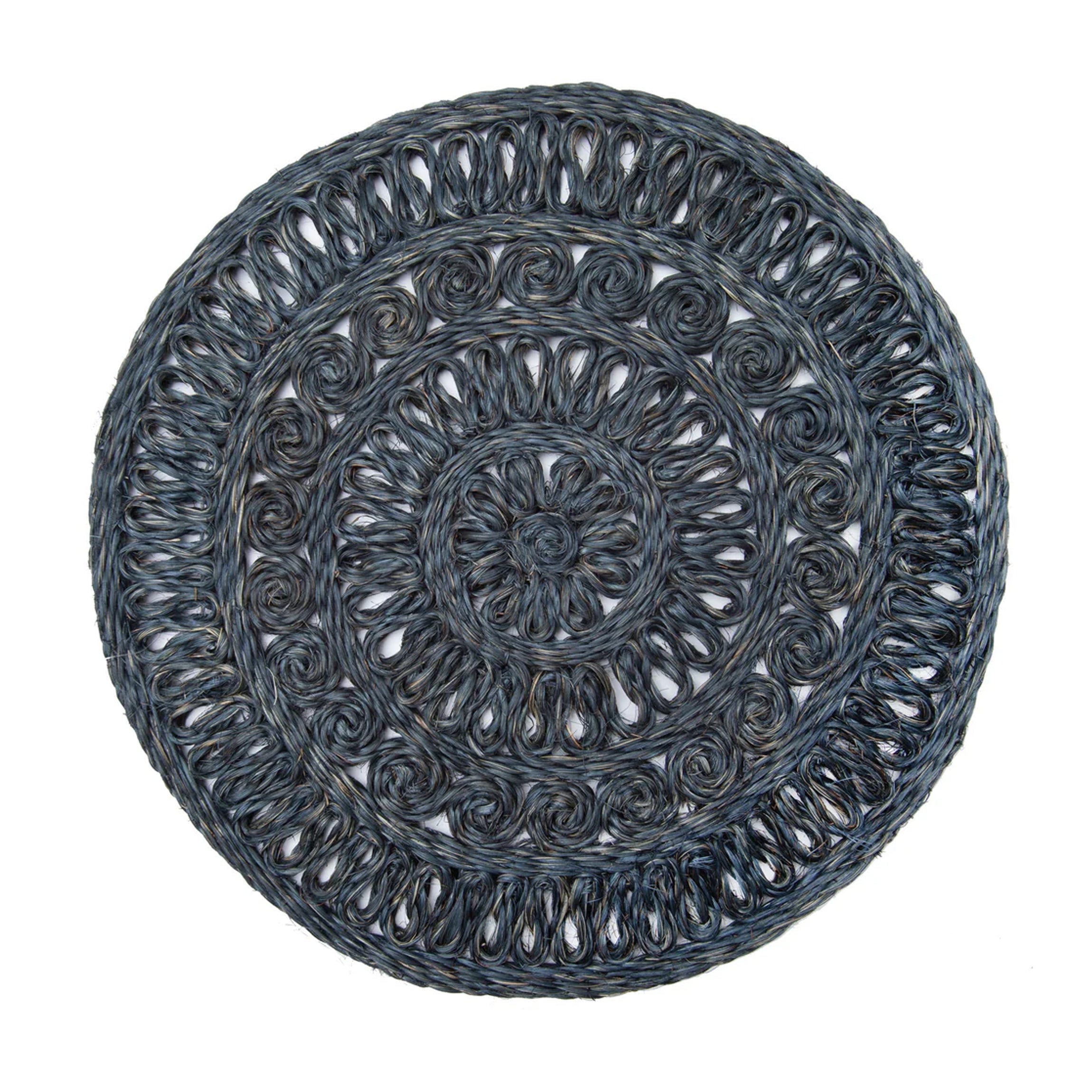 Circolo Abaca Round Placemat in Navy, Set of 4