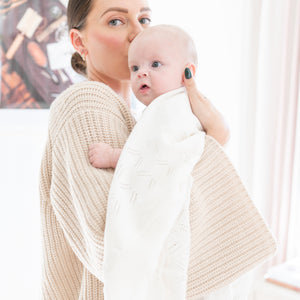 Knit Baby Blanket in Ivory