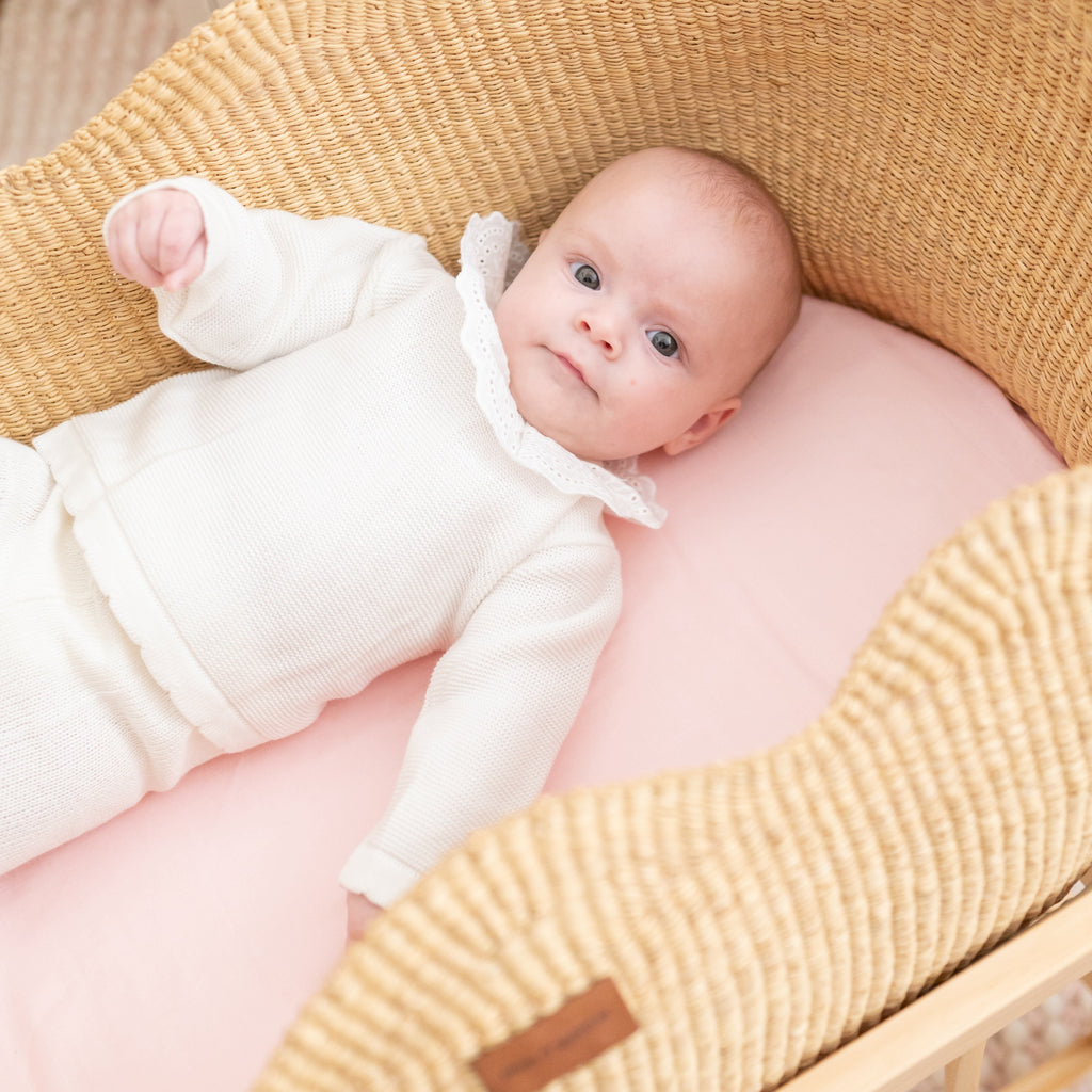 Knit Baby Girl Sweater & Stockings Set in Ivory