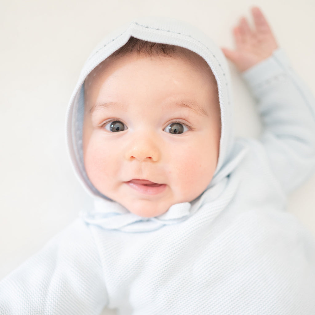 Knit Baby Bonnet in Light Blue