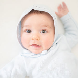 Knit Baby Boy Sweater & Stockings Set in Light Blue