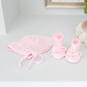 Knit Baby Bonnet in Pink