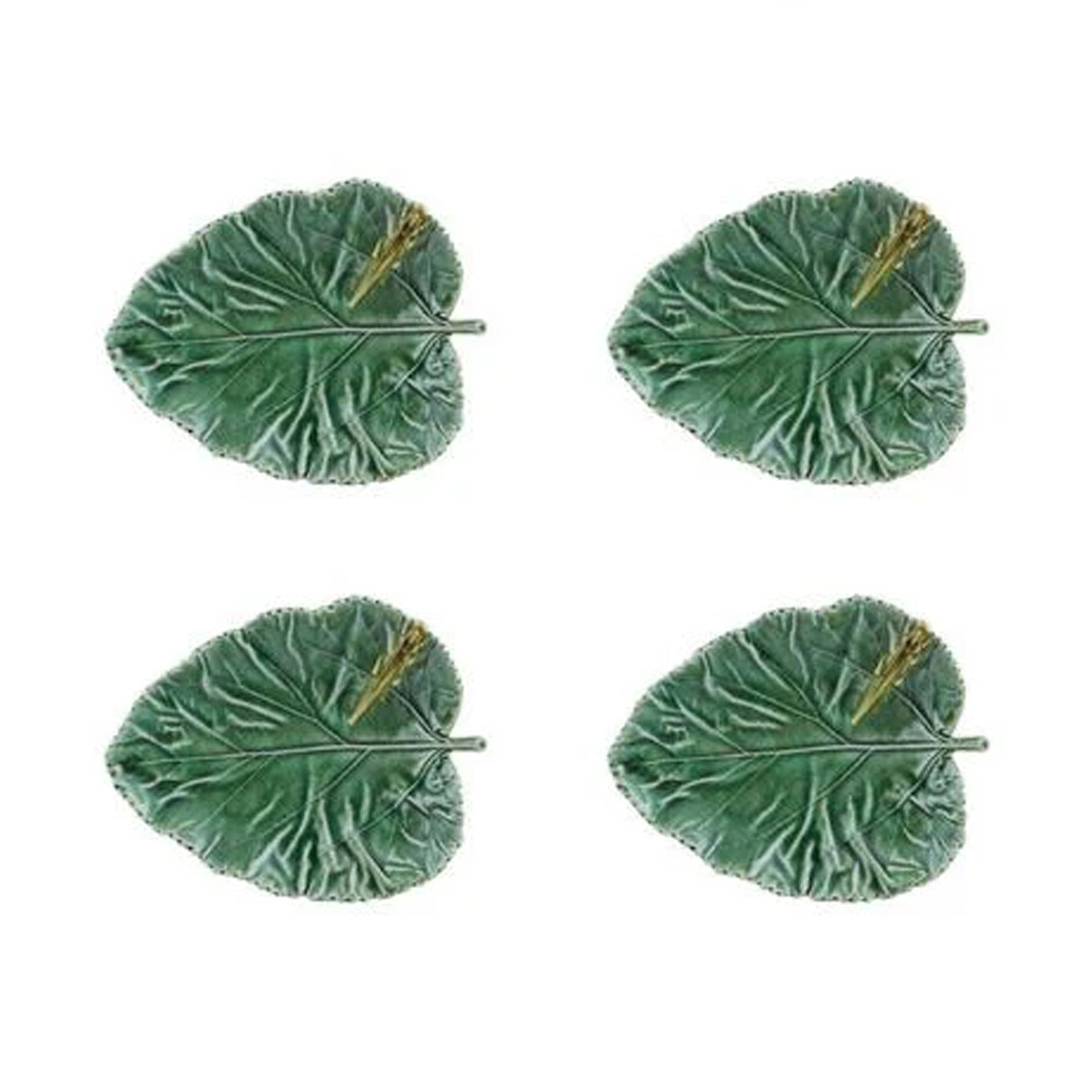Countryside Leaves Mulberry Leaf with Grasshopper, Set of 4