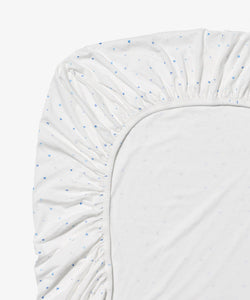 Crib Sheet in Blue Hearts