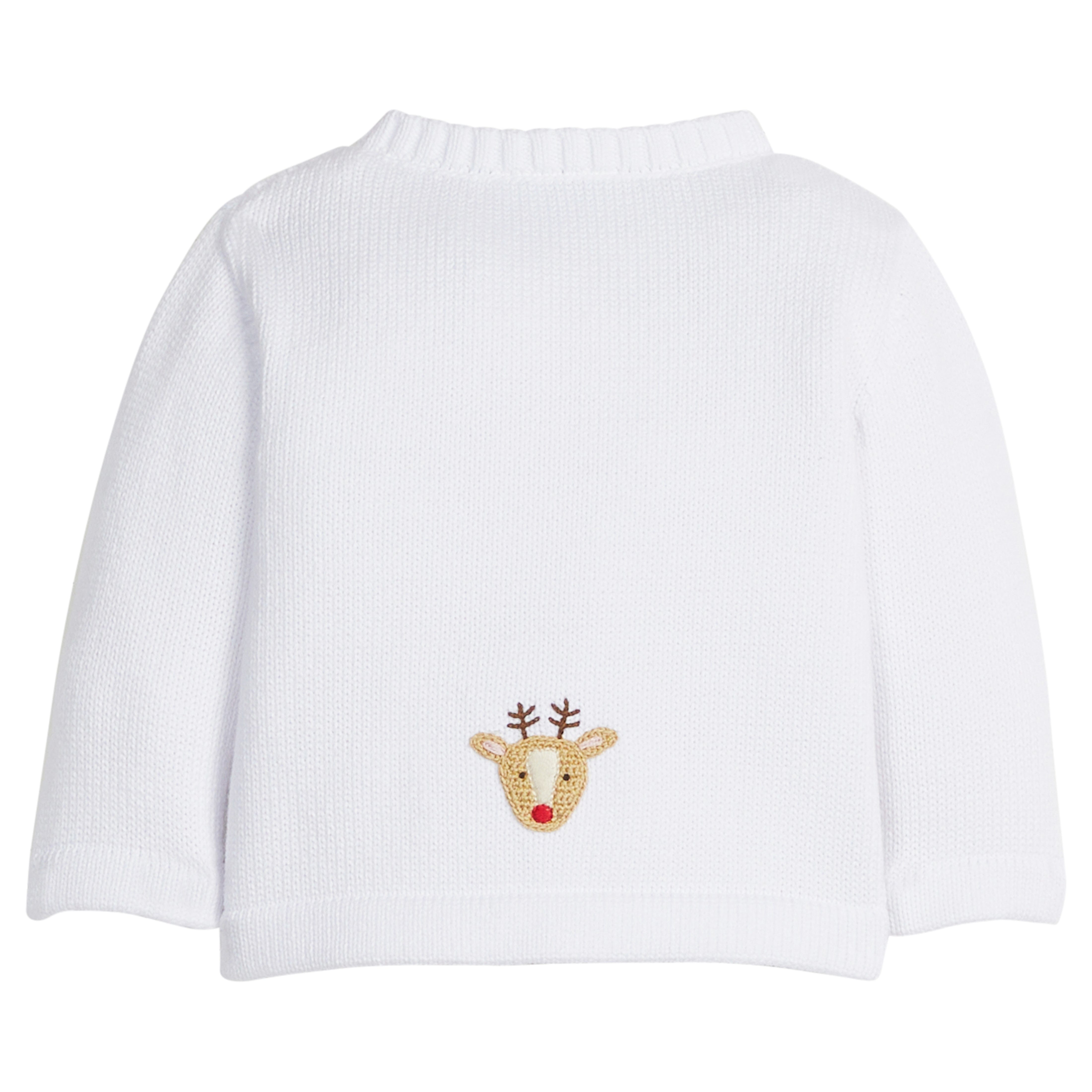 Little English classic baby clothes, signature white cardigan with reindeers for baby boys and girls for holiday