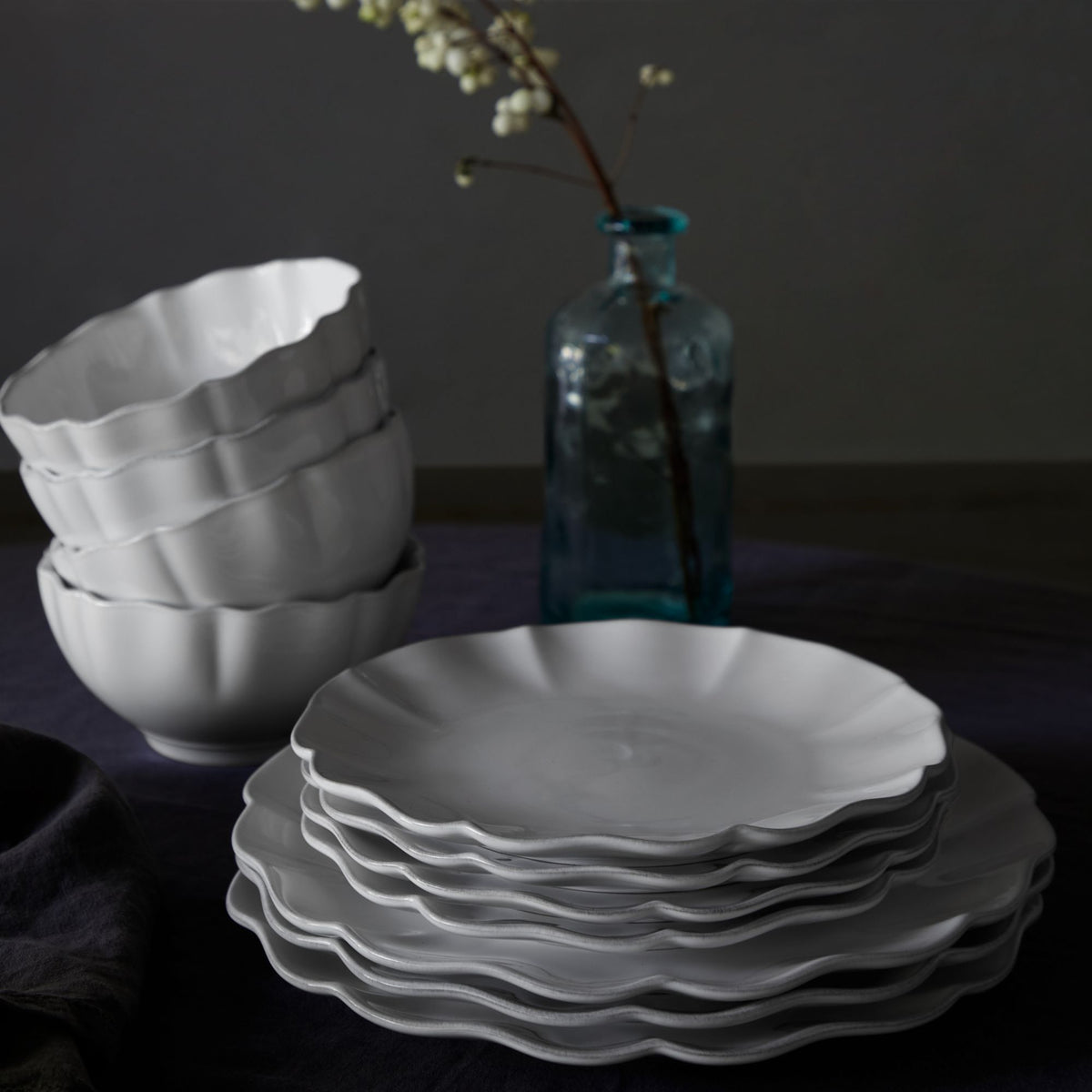 Rosa Collection Salad Plates in White, Set of 6
