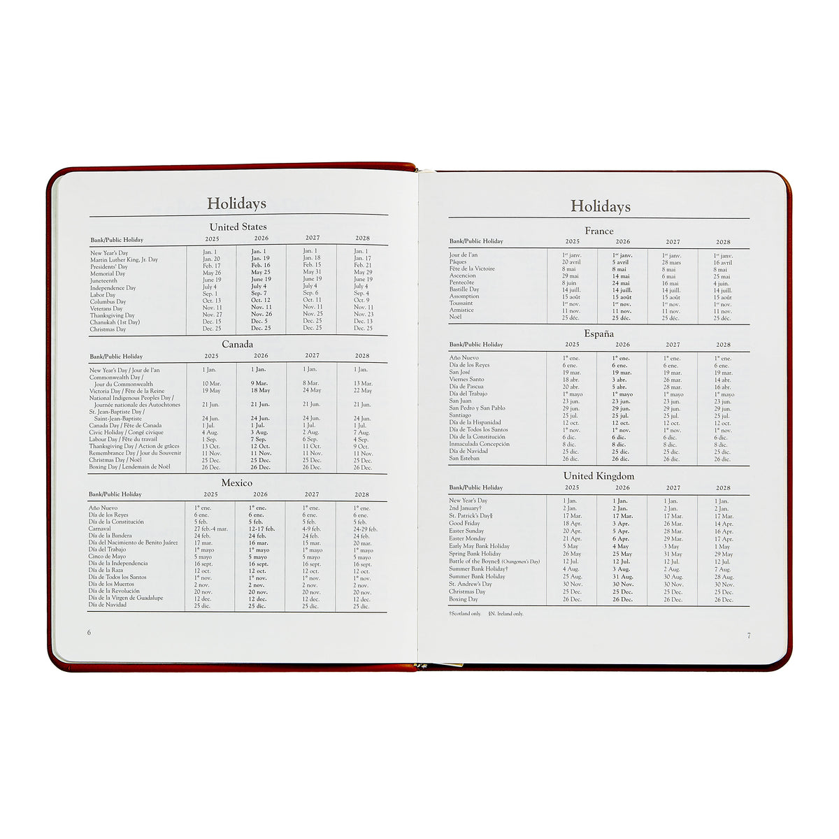 2026 Desk Diary in Brown Leather