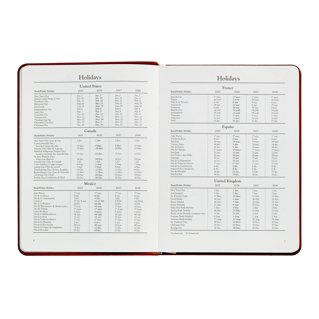 2026 Desk Diary in Wine Pebble Grain Leather