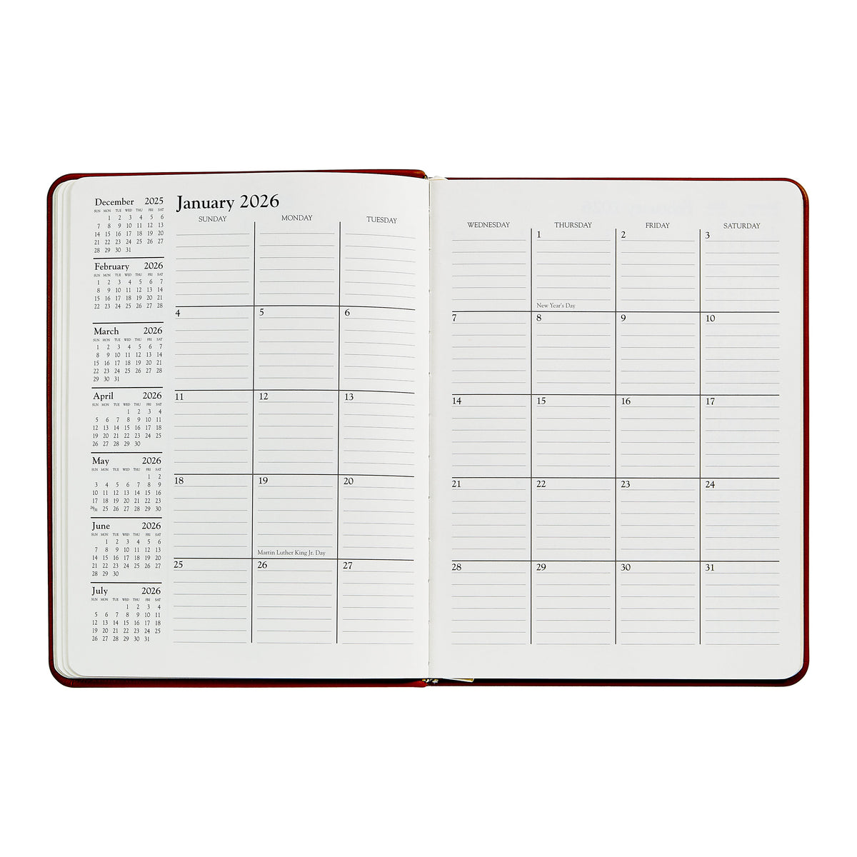 2026 Desk Diary in Brown Leather