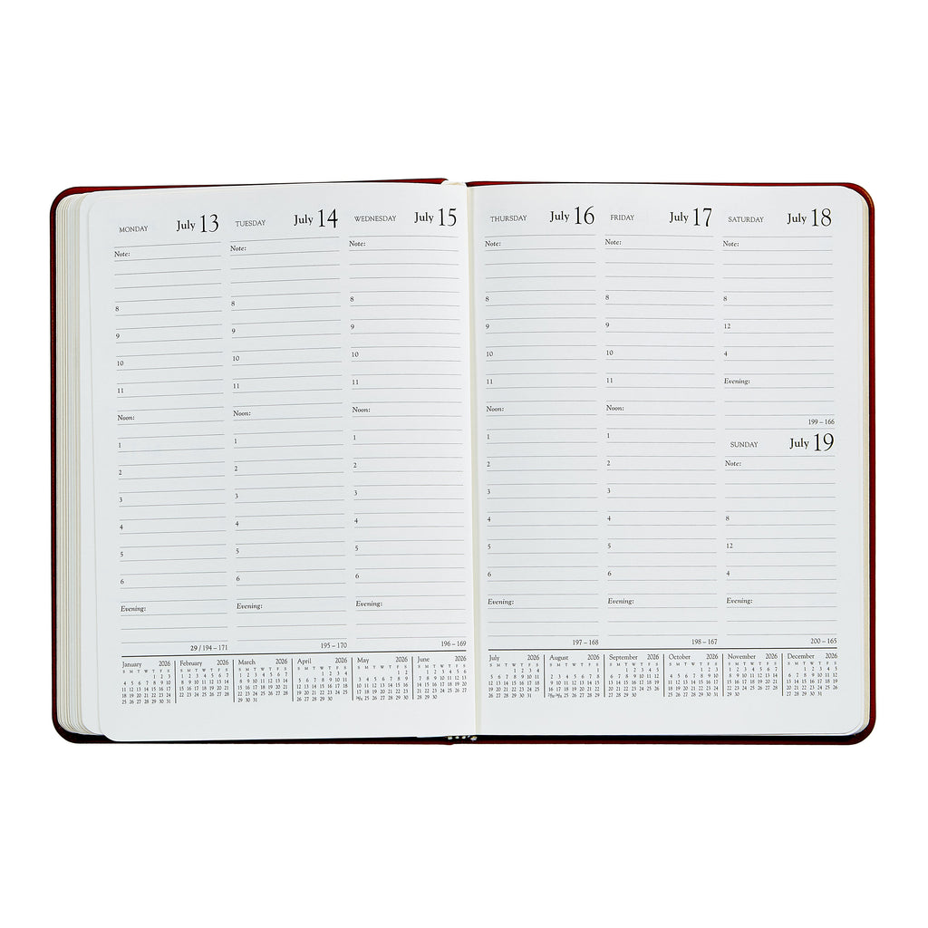 2026 Desk Diary in Brown Leather