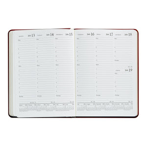 2026 Desk Diary in Wine Pebble Grain Leather