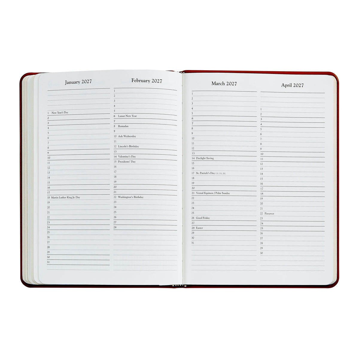 2026 Desk Diary in Brown Leather