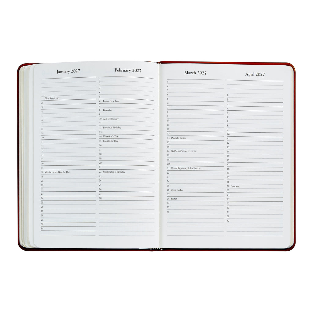 2026 Desk Diary in Blue Pepple Grain Leather
