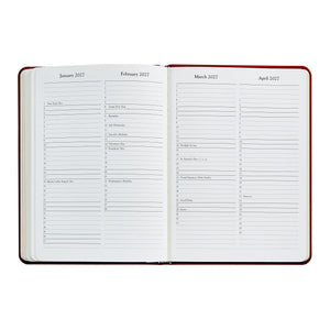 2026 Desk Diary in Wine Pebble Grain Leather
