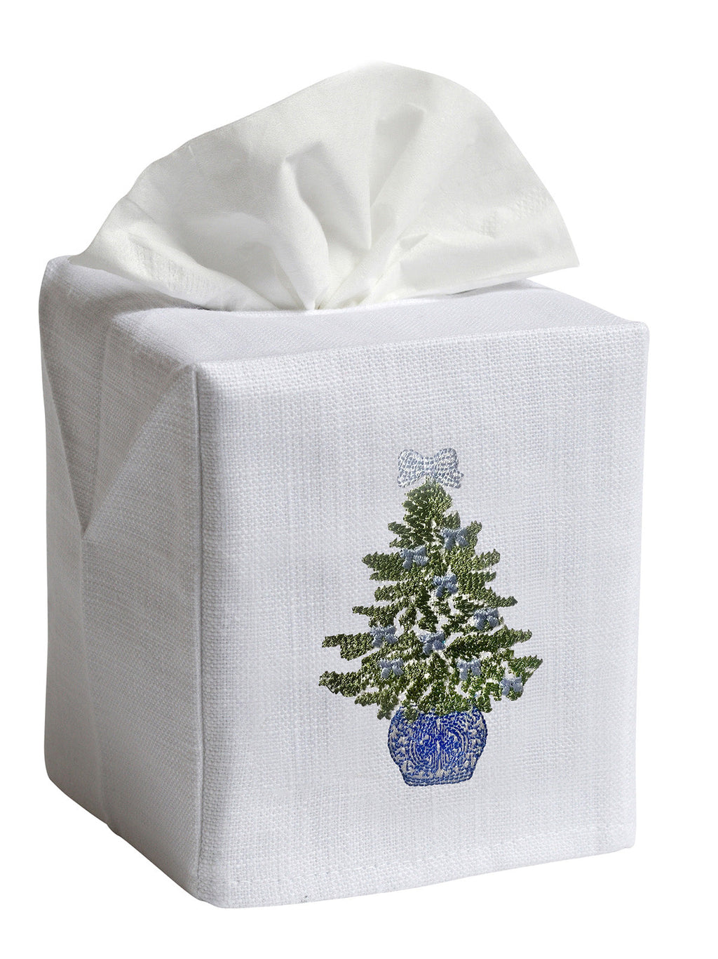 Tissue Box Cover in Chinoiserie Christmas Tree