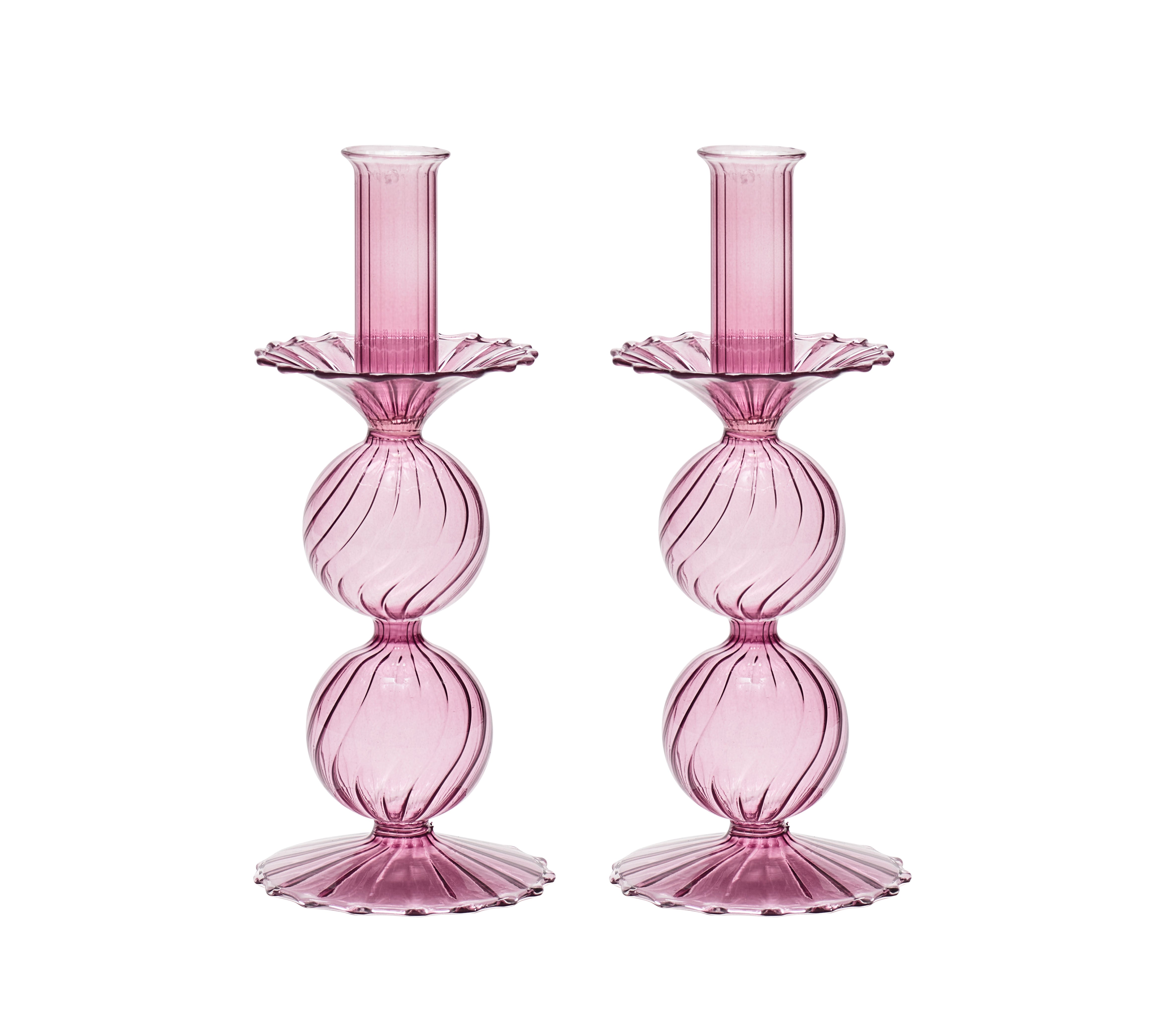 Bella Short Candle Holder in Lavender, Set of 2