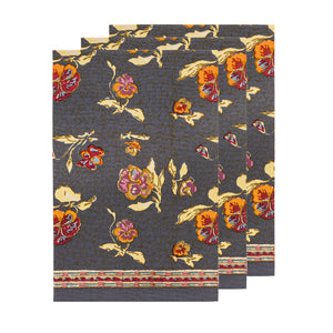 Pansy Tea Towels Red & Grey, Set of 3