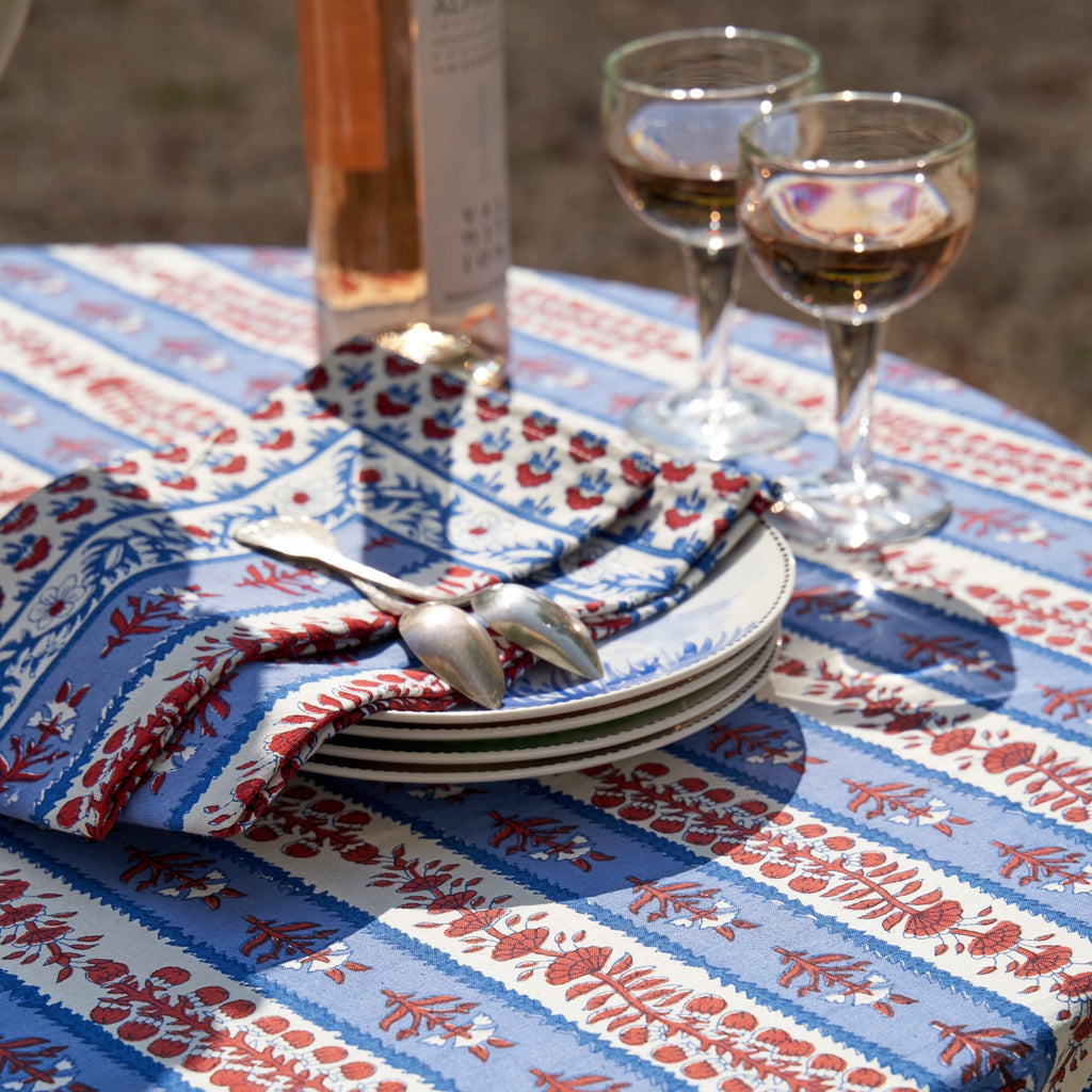 French Tablecloth Avignon Red & Blue