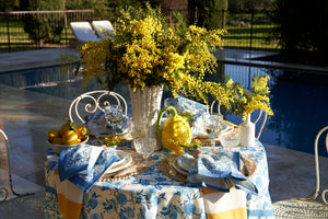 Citron Napkins in Bleu, Set of 6