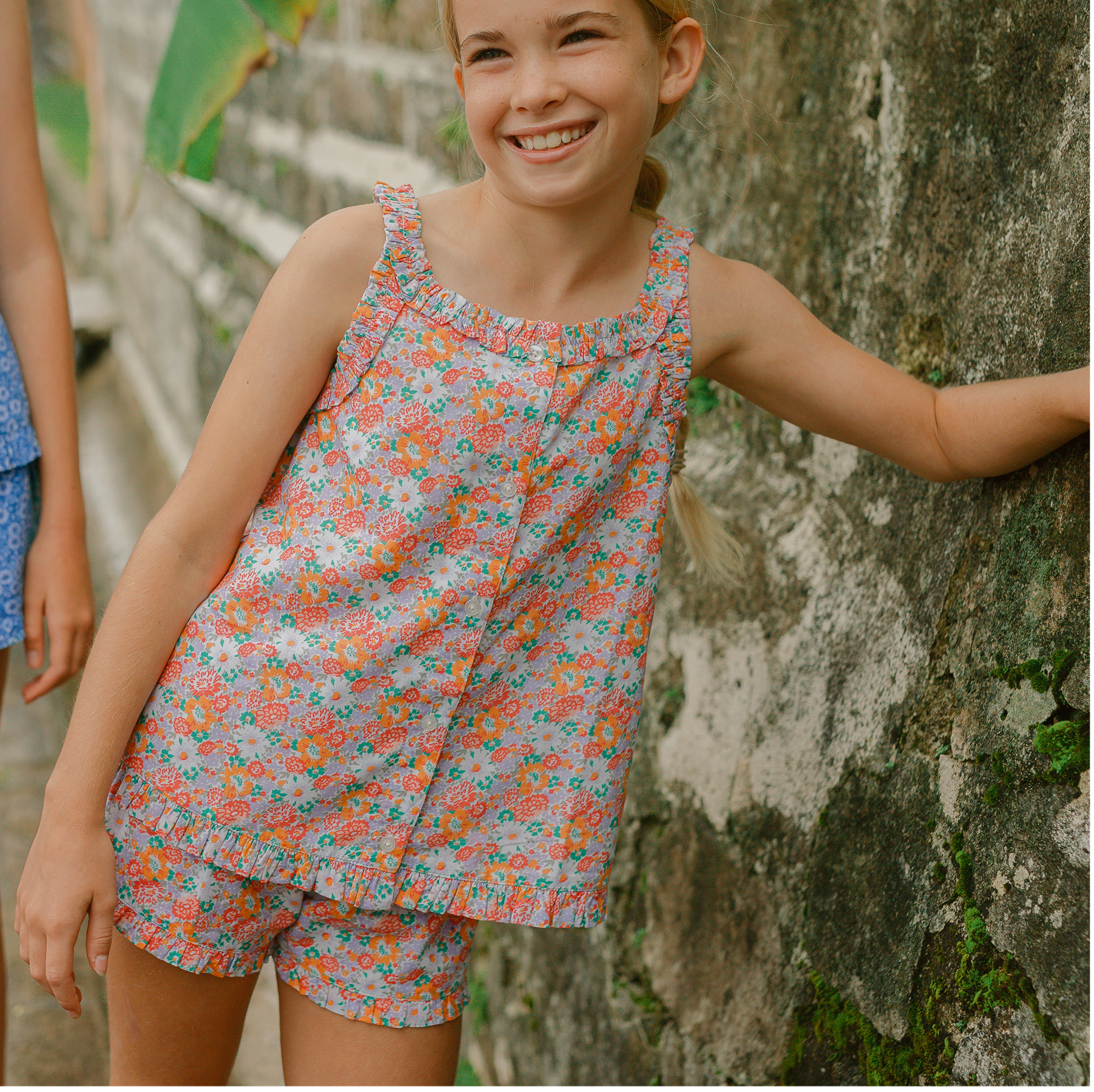 Girls Island Blossom Ruffle Tank And Short Set