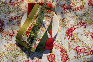 Renne Reindeer Napkins in Red & Green, Set of 6