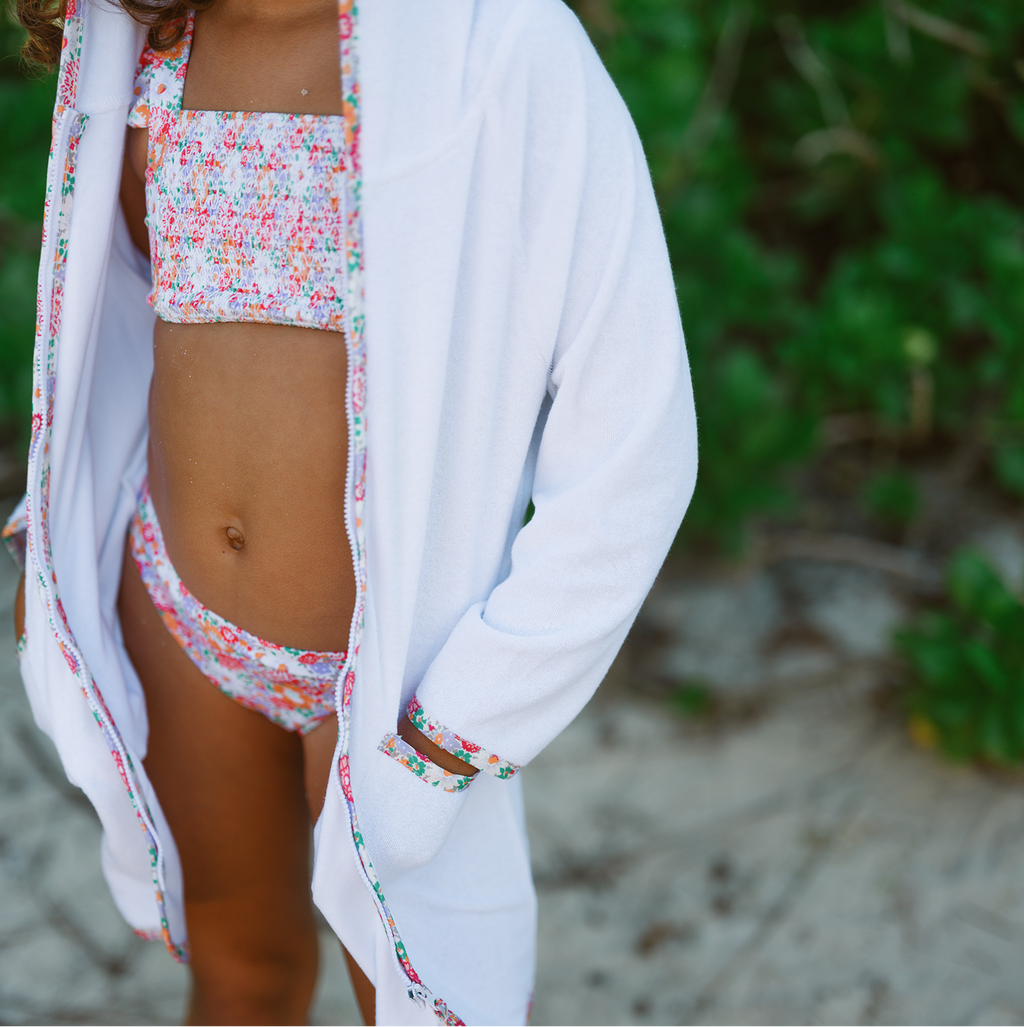 Girls Island Blossom Smocked Ruffle Strap Bikini