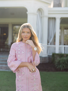 OTM Exclusive: Beaded Clara Caftan in Pink Silk