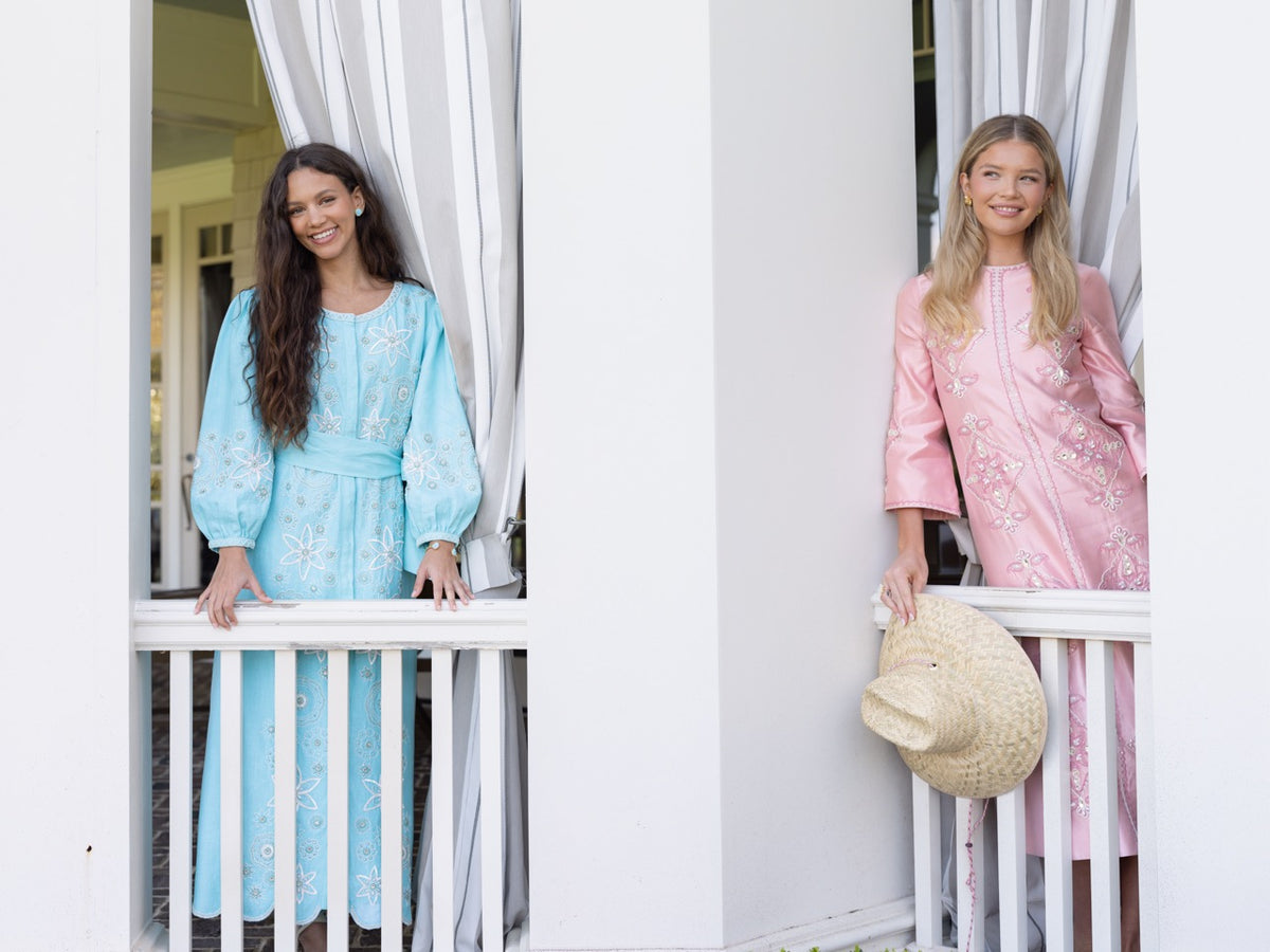 OTM Exclusive: Beaded Clara Caftan in Pink Silk
