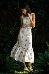OTM Exclusive: Begum Set in Off-White & Blue