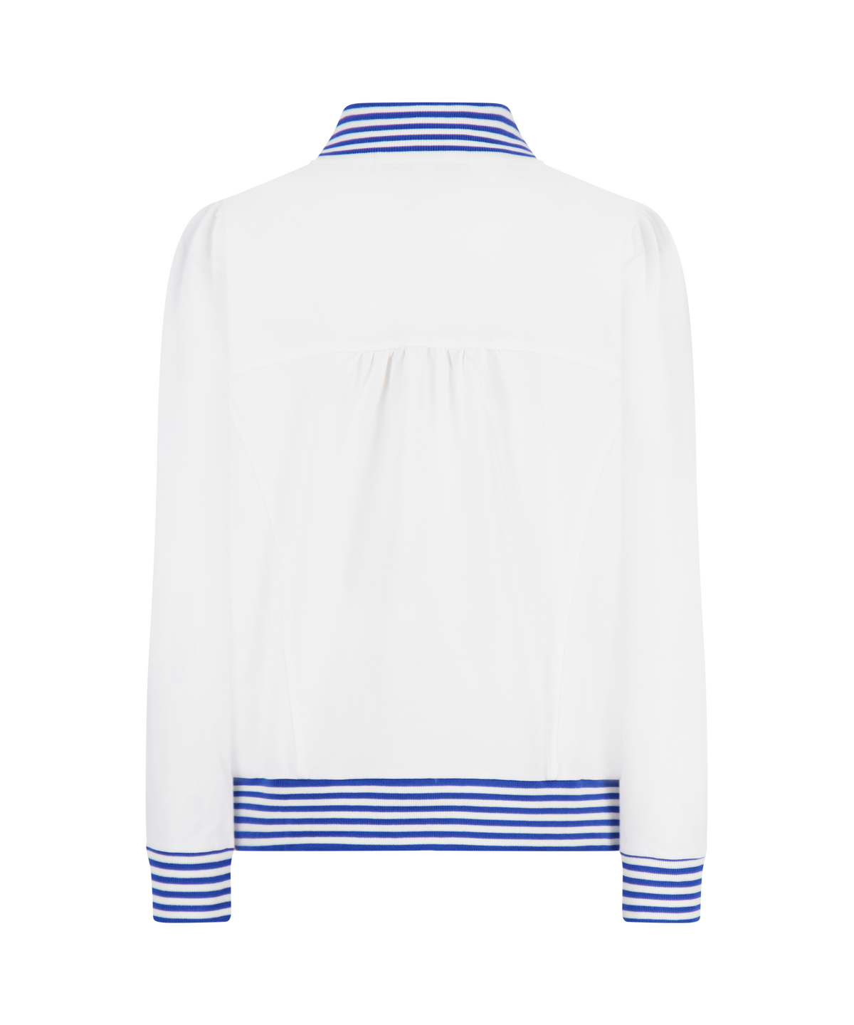 Dynasty Jacket in Bright White with Cadet Blue Stripe