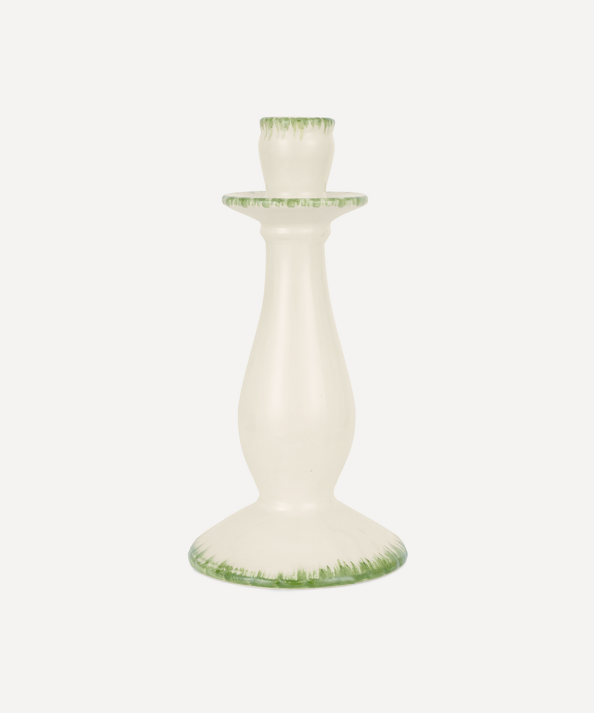 Rebecca Udall Daisy Candlestick, Leaf Green, Ivory Background