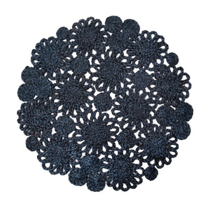 Daisy Jute 15" Round Placemat in Navy, Set of 4