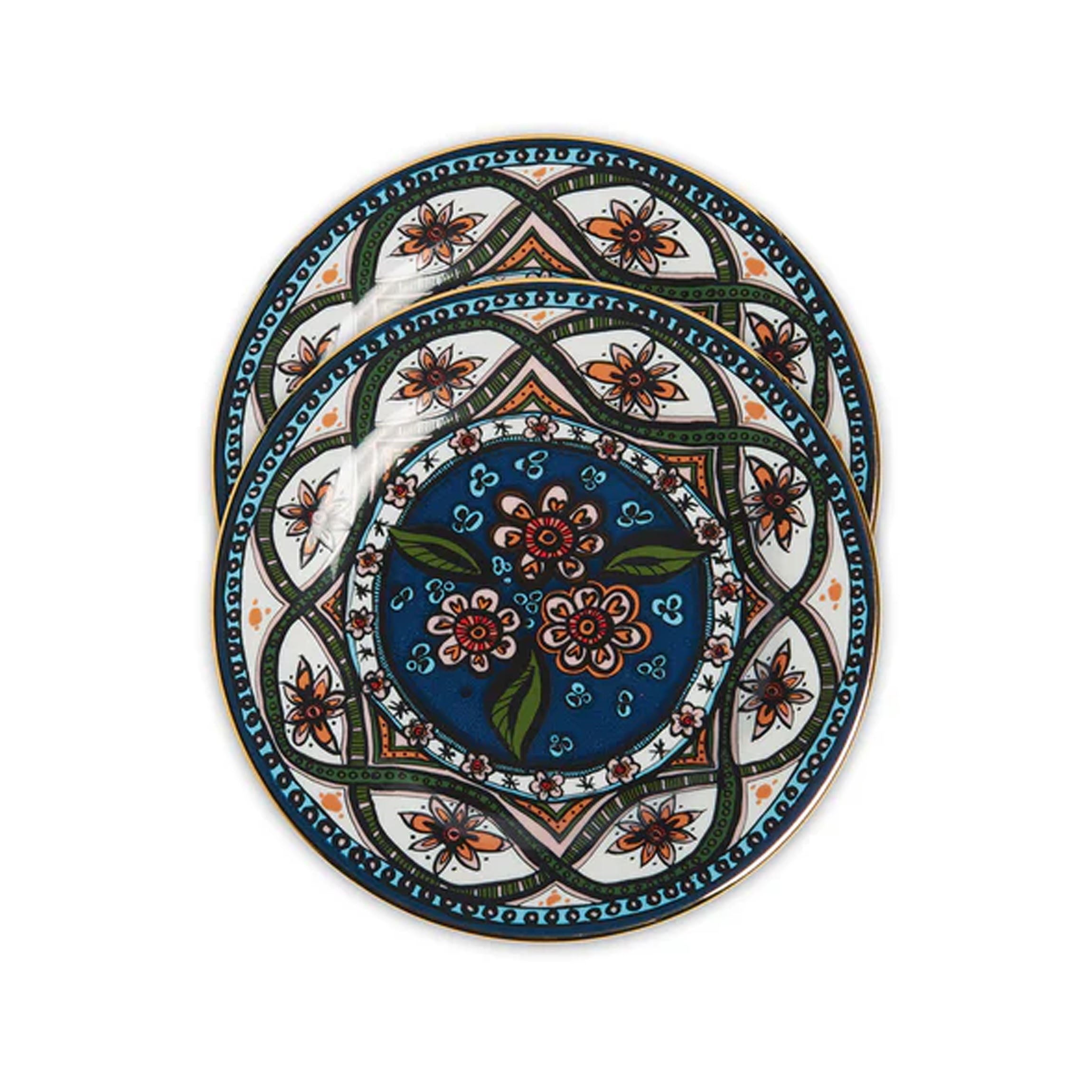 Dessert Plates in Sacred Circle Midnight, Set of 2