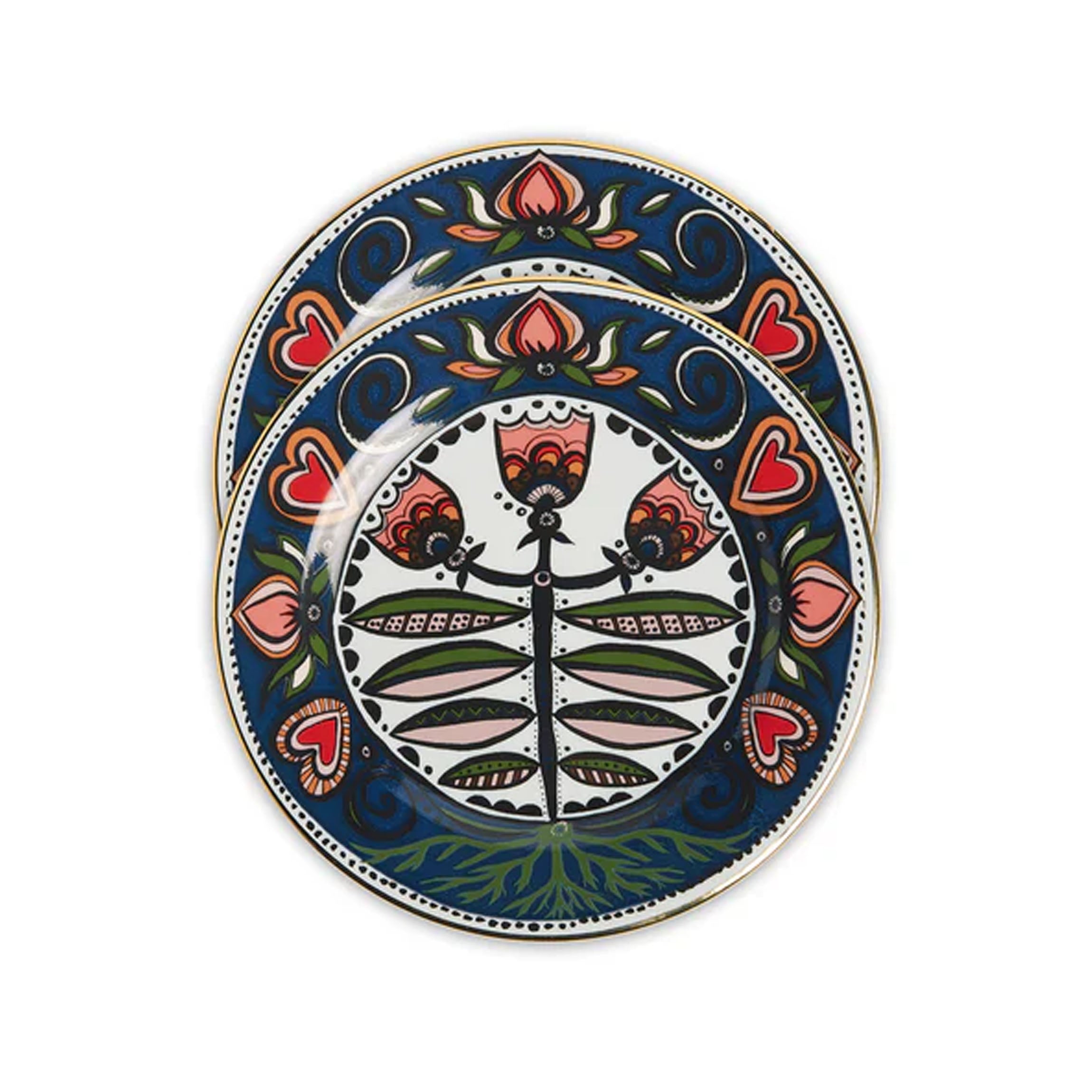 Dessert Plates in Seed Of Life Midnight, Set of 2