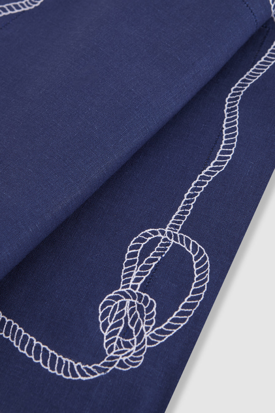 Bowline Linen Placemat in Navy with White