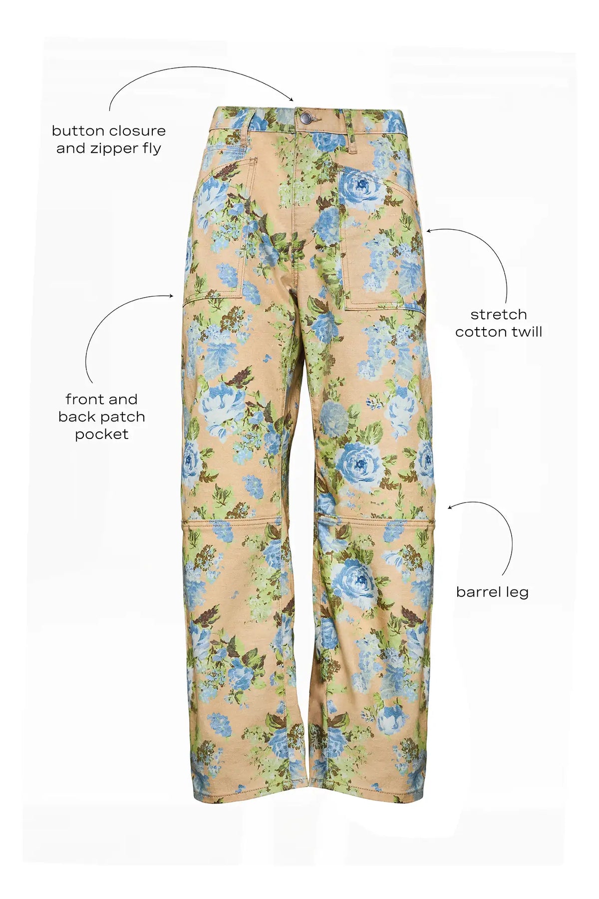 The Mallory Jean in Garden Rose Periwinkle with call outs.