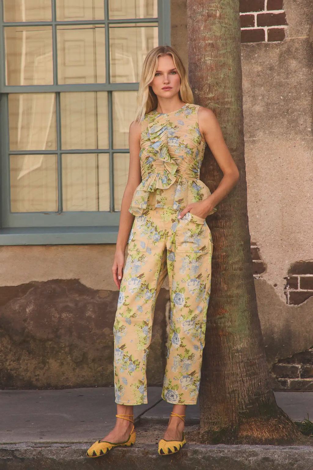 The Mallory Jean in Garden Rose Periwinkle paired with matching Doering Top.
