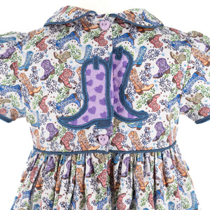 Sarita Girl Dress in Boots Print