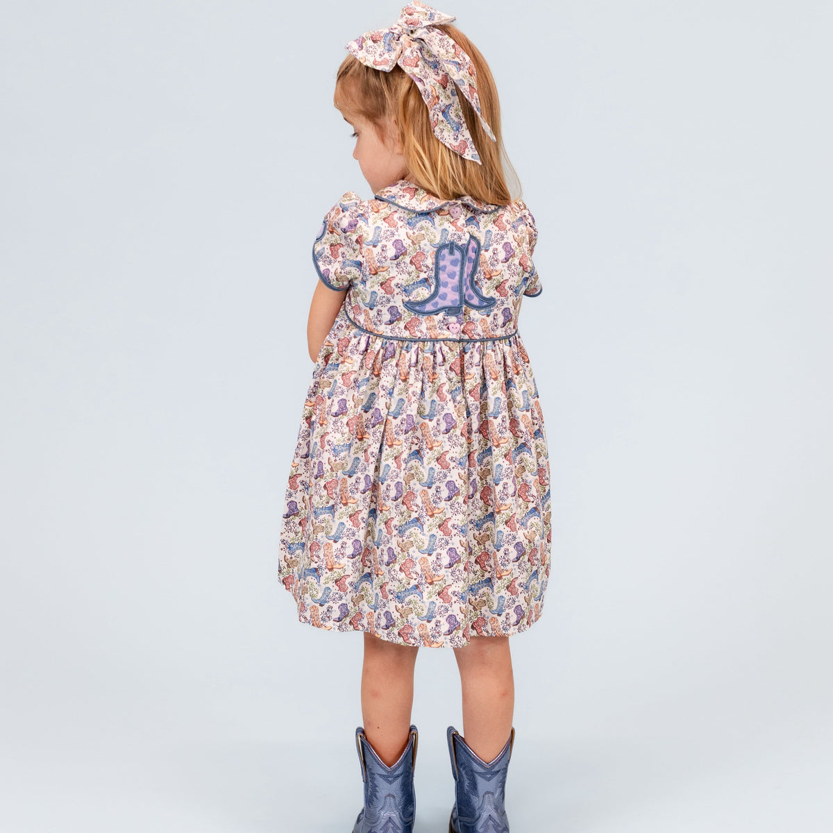Sarita Girl Dress in Boots Print