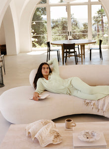 Gisele Long PJ Set in Mint Cream & Ivory