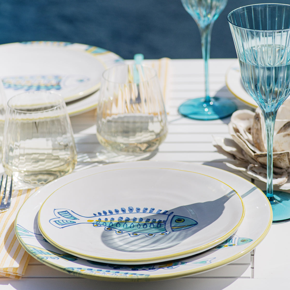 Elba's Fish Lined Fin Salad Plate in Multi