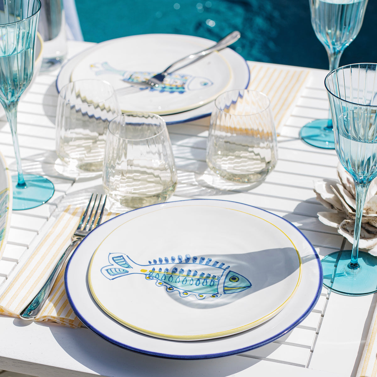Elba's Fish Lined Fin Salad Plate in Multi