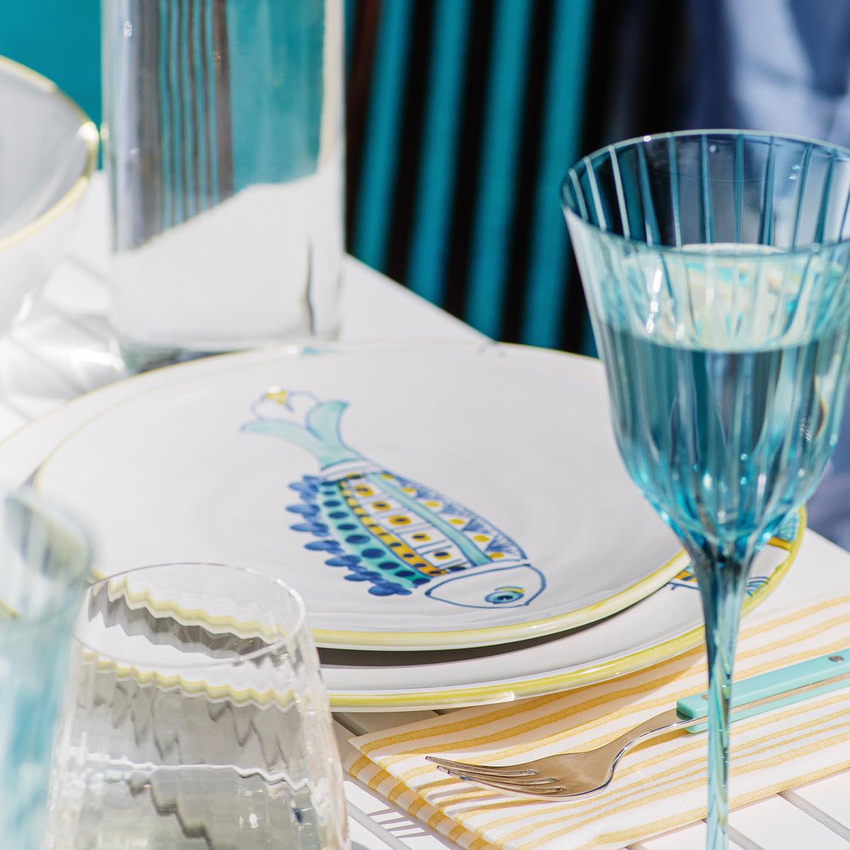Elba's Fish Dotted Fin Salad Plate in Multi